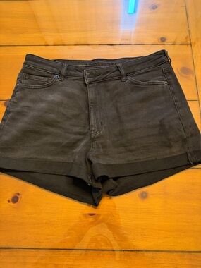 American Eagle Outfitters Black Denim Cuffed Shorts